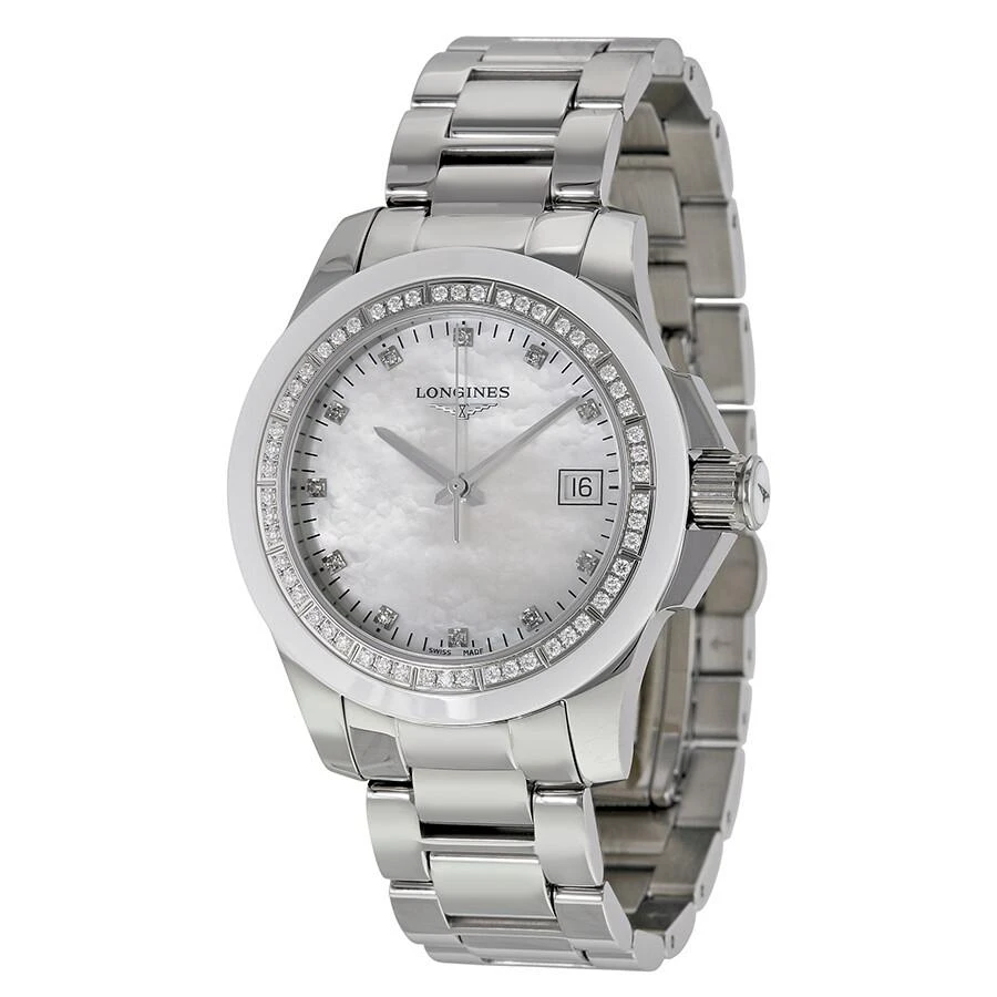 Longines Conquest Mother of Pearl Diamond Dial Stainless Steel Watch L3.281.0.87.6 1