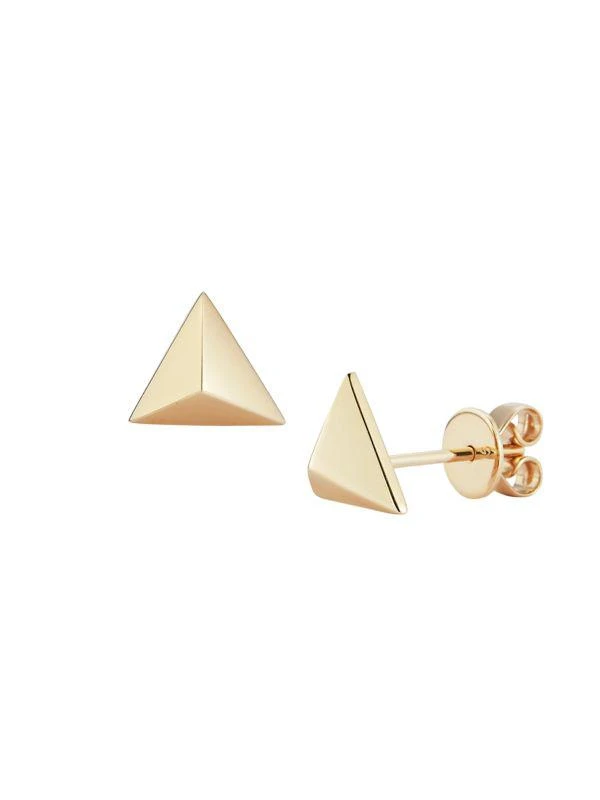Nephora 14K Yellow Gold Pyramid Stud Earrings 1