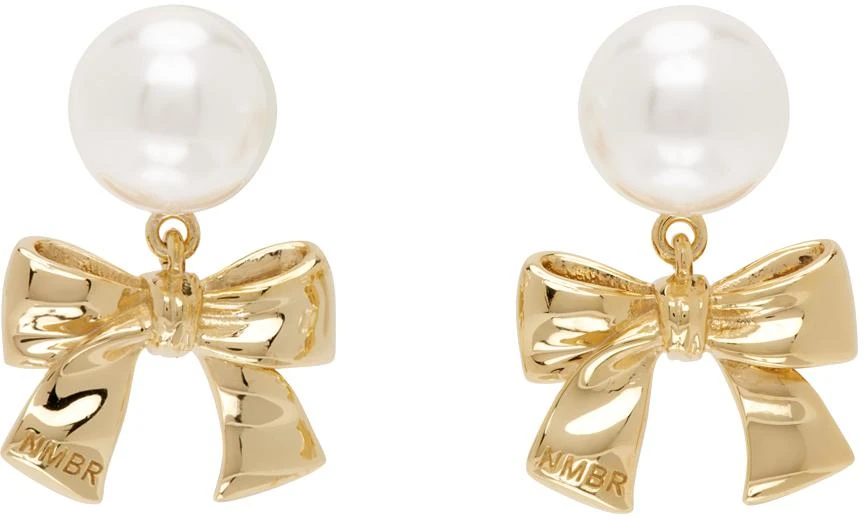 Numbering Gold & White #9118 Earrings 1
