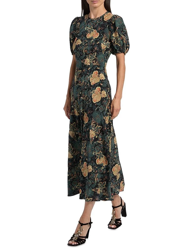 knee length dresses for ladies Nadine Dress - Tidal Blue Printed Cotton Midi Dress