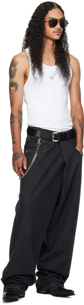 LU'U DAN Black Unisex Pleated Front Jeans 5