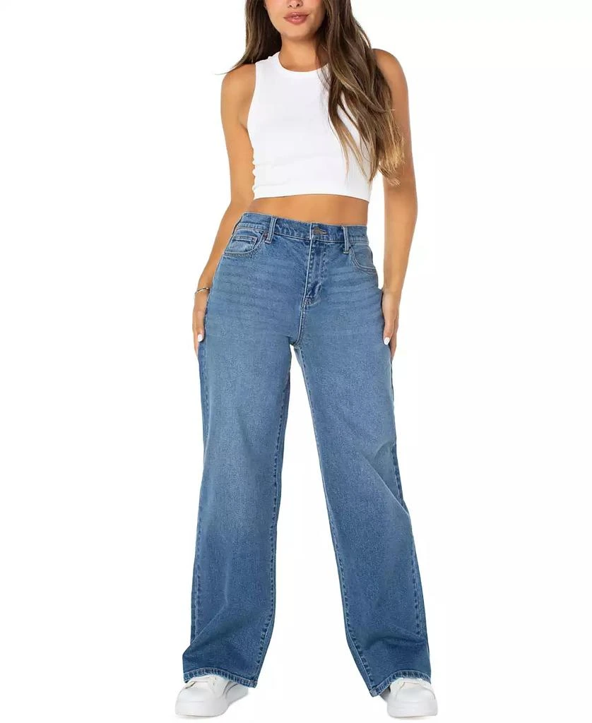Celebrity Pink Juniors' Elastic-Back Wide-Leg Jeans 3