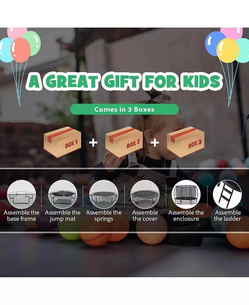 SUGIFT 12FT ASTM Approved Recreational Trampoline with Ladder 5