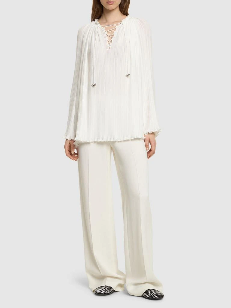 Lanvin Pleated Flared Long Sleeve Shirt 1