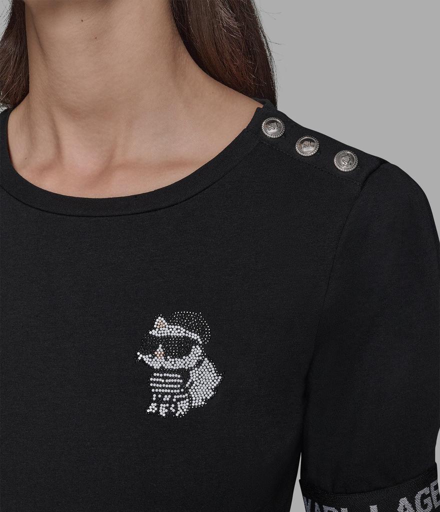 Karl Lagerfeld トップス KARL LAGERFELD PARIS Knit Jersey Crew Neck Short Sleeve