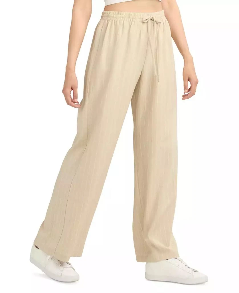BCX Juniors' Striped Drawstring-Waist Wide-Leg Pants 4