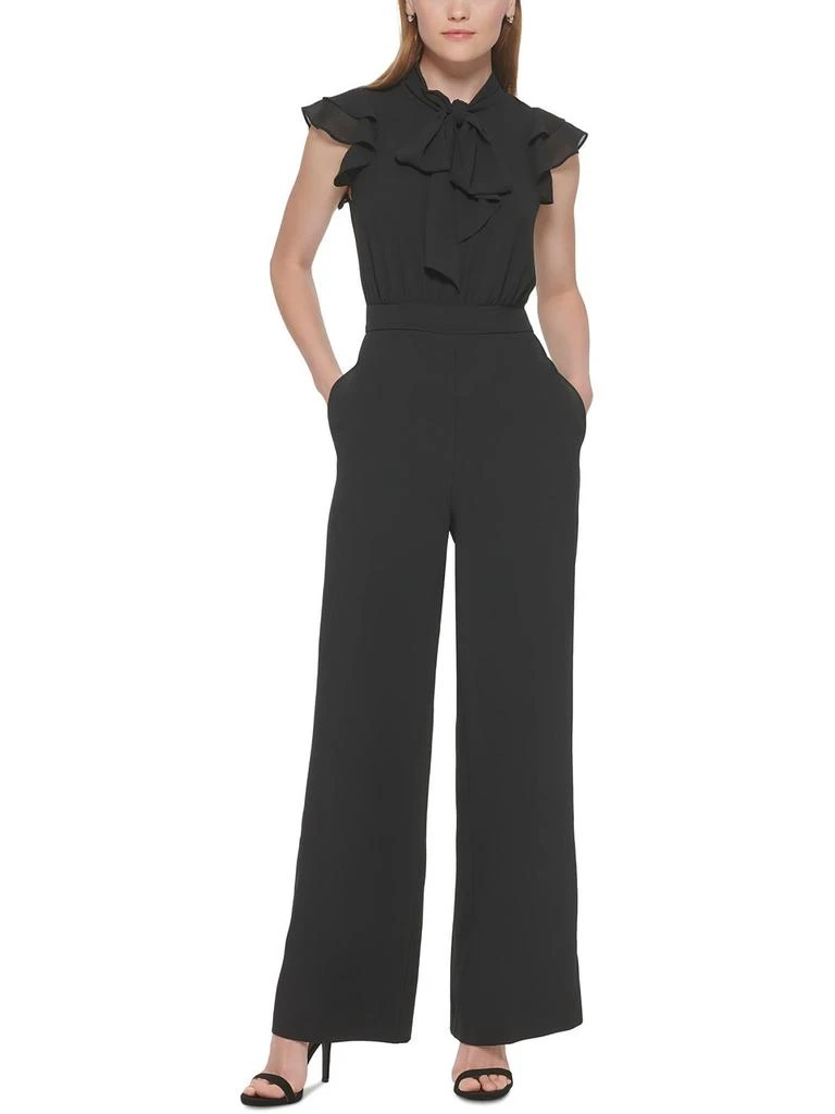Vince Camuto Womens Tie Neck Flutter Sleeve Jumpsuit 1