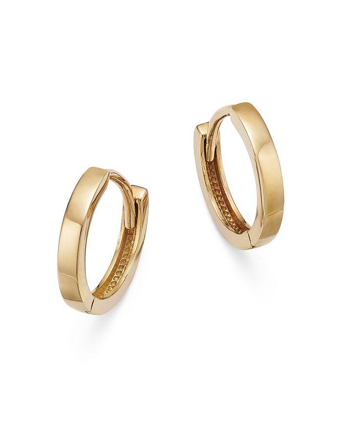 Moon & Meadow 14K Yellow Gold Extra Small Polished Flat Huggie Hoop Earrings