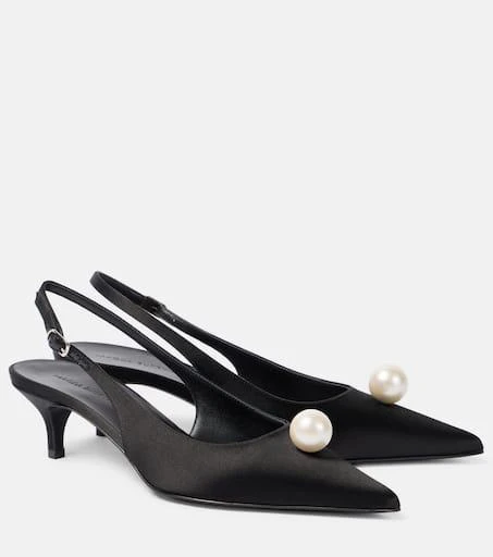 Magda Butrym Embellished satin slingback pumps 1