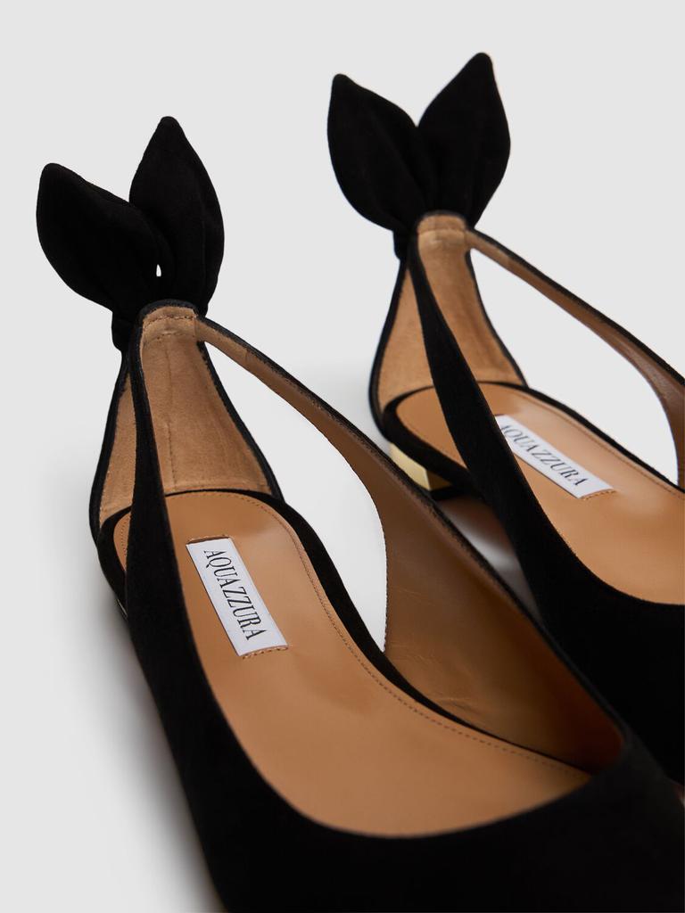 Aquazzura 10mm Bow Tie Suede Ballerina Flats - Shoes