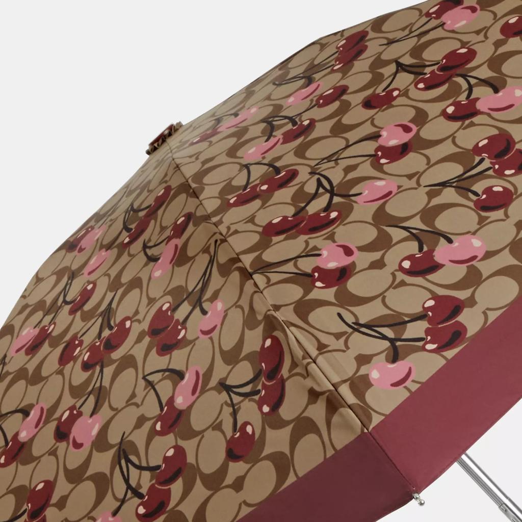 Coach Uv Protection Mini Umbrella In Signature Cherry Print