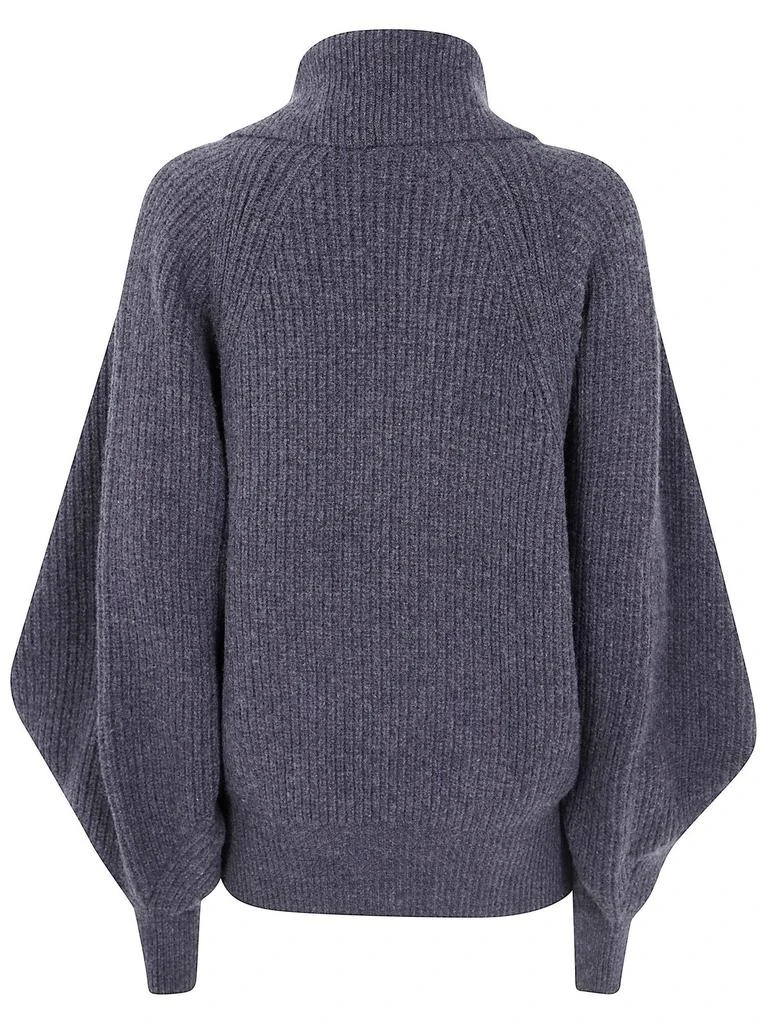 Balmain Balmain Batwing Open-Neck Ribbed Knit Sweater 2