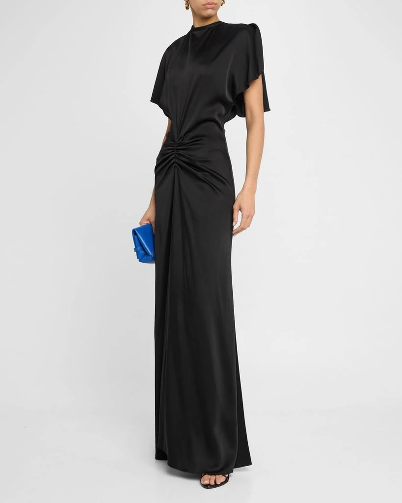 Victoria Beckham Gathered-Waist Backless Satin Gown 4
