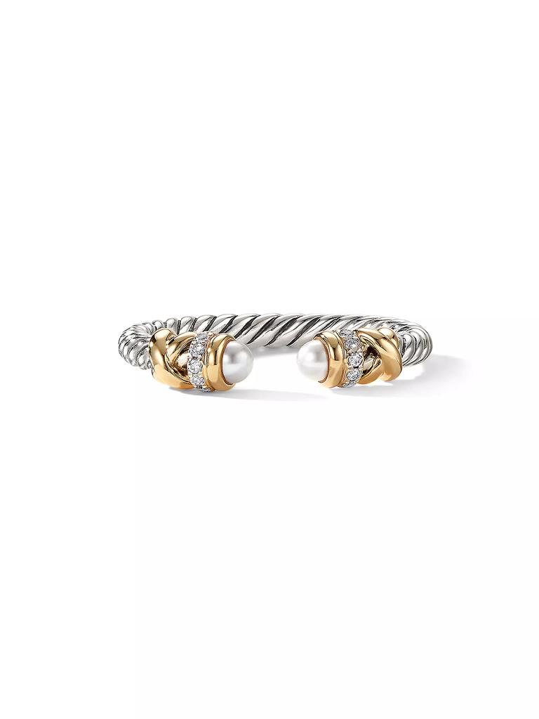 David Yurman Petite Helena Color Ring with 18K Yellow Gold, Pearls and Pavé Diamonds