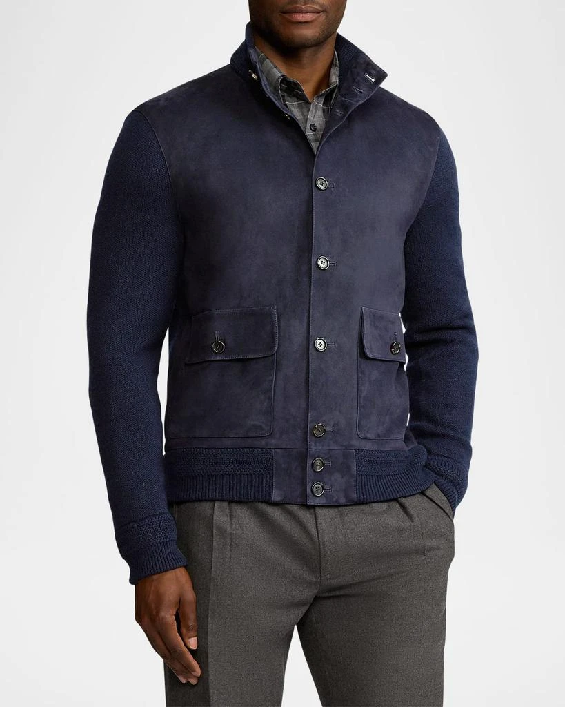 Ralph Lauren Men's Suede-Front Cashmere Cardigan 4
