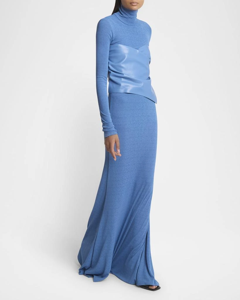 Nanushka Amabel Turtleneck Alt-Leather Combo Maxi Dress 7