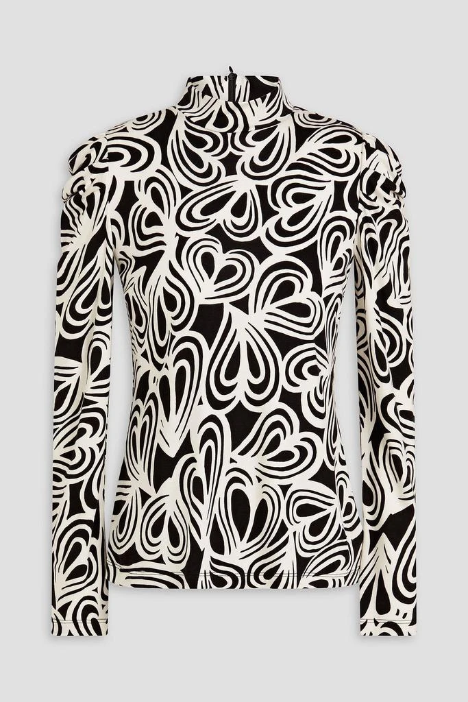 DIANE VON FURSTENBERG Doha ruched printed Lyocell and wool-blend jersey turtleneck top 1