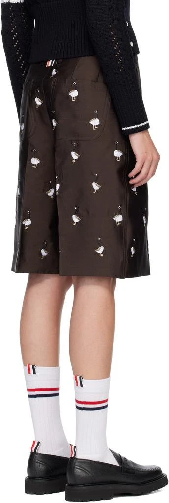 Thom Browne Brown Silk Goose Wide Leg Shorts 3