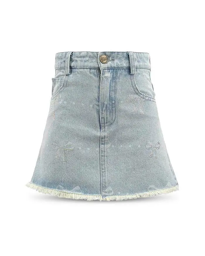 Lola + The Boys Girls' Sparkle Bows Denim Skirt - Little Kid, Big Kid