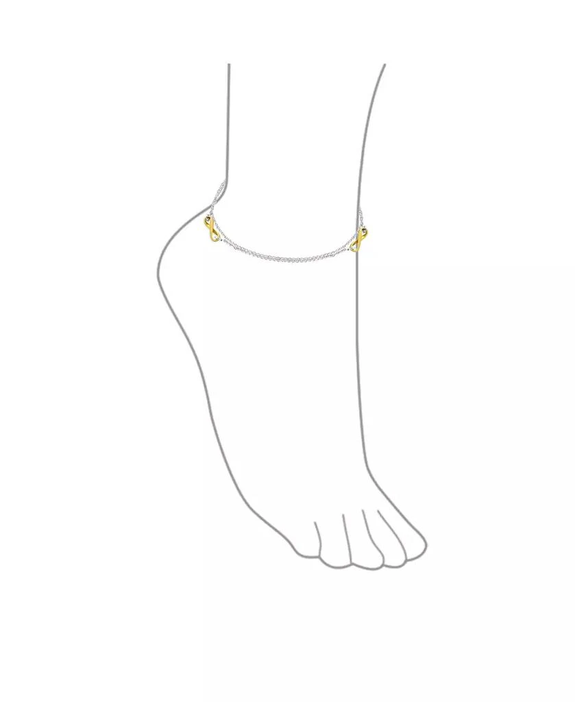 Bling Jewelry 2 in 1 Set Double Chain Two Tone Infinity Love Knot Anklet Ankle Bracelet Sterling Silver 9 Inch 3