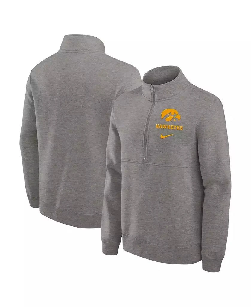 NIKE Men's Heather Gray Iowa Hawkeyes Primetime Club Half-Zip Sweatshirt 1