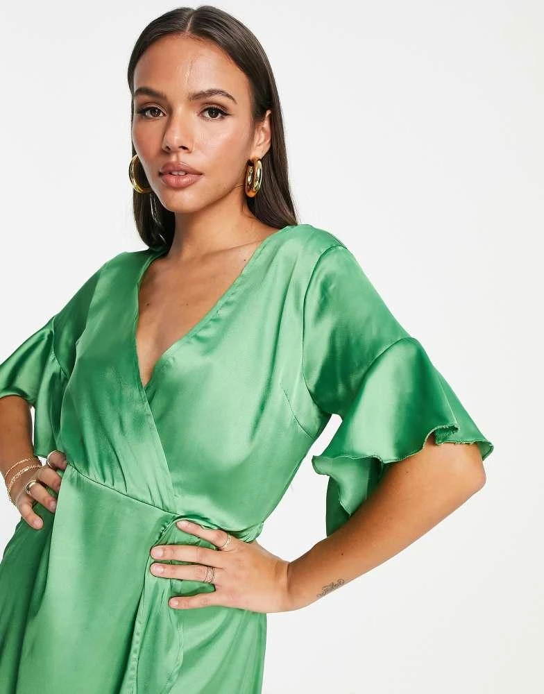Shop AX Paris wedding guest satin wrap midi dress in green on Sale at  BeyondStyle  Get 60% Off AX Paris wedding guest satin wrap midi dress in  green with Limited-Time Flash