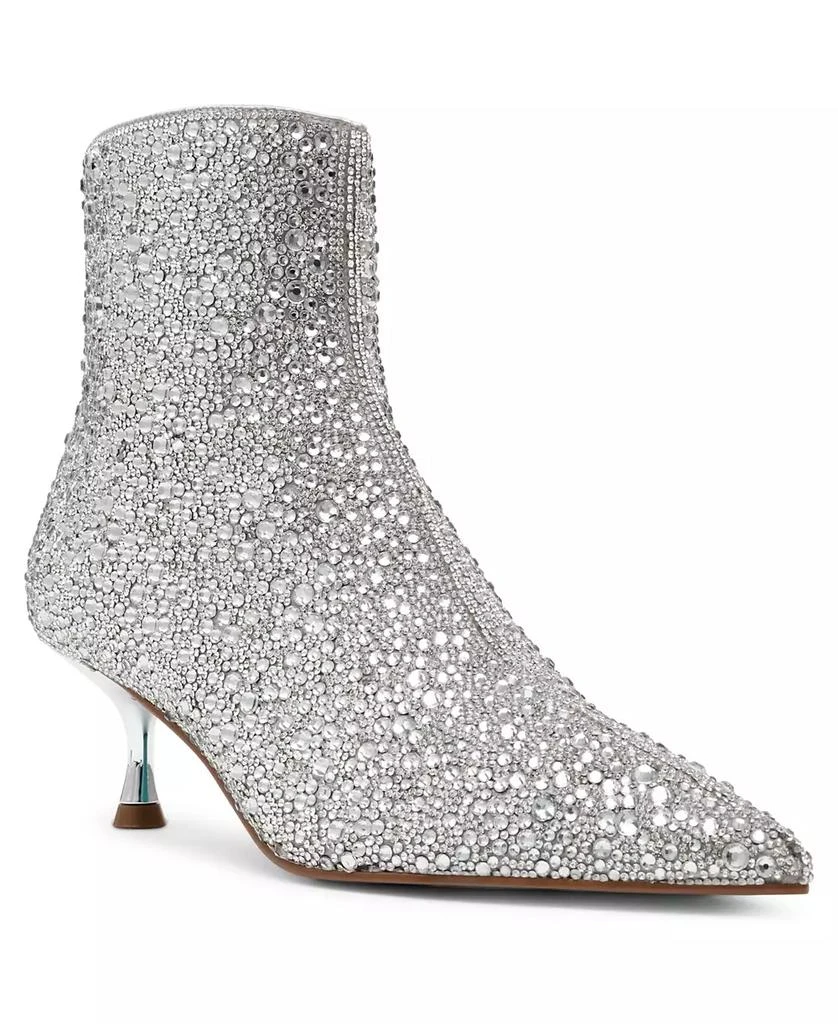 Betsey Johnson Women's Ash Rhinestone Kitten Heel Booties 1