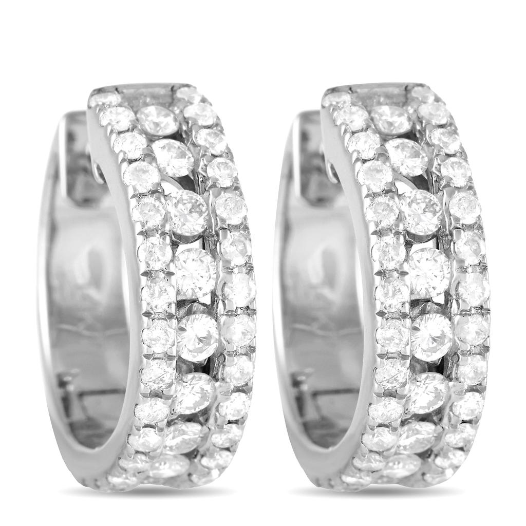 Non Branded 14K Rose Gold 1.0ct Diamond Hoop Earrings