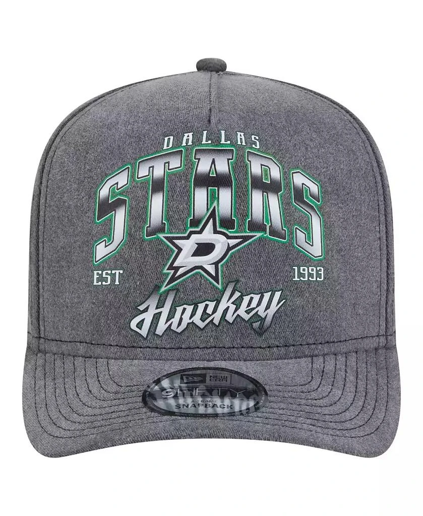 New Era Men's Charcoal Dallas Stars Throwback Washed A-Frame Pre-Curved 9FIFTY Snapback Hat 2