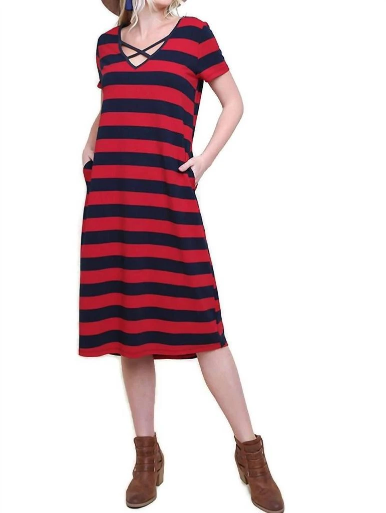 umgee Umgee - Striped T-shirt Midi Dress