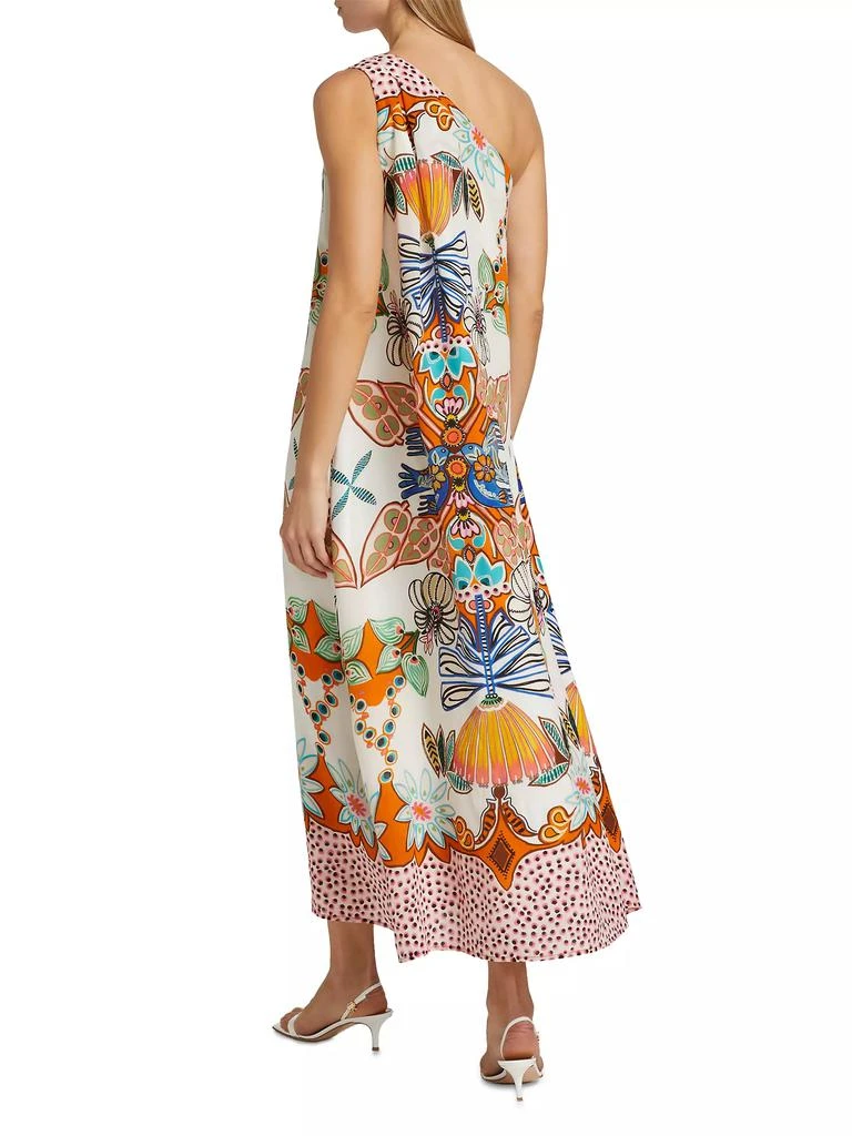 Marie Oliver Jae Graphic Silk One-Shoulder Maxi Dress 5