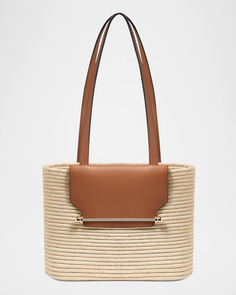 Strathberry Basket Raffia 
Leather Shoulder Bag