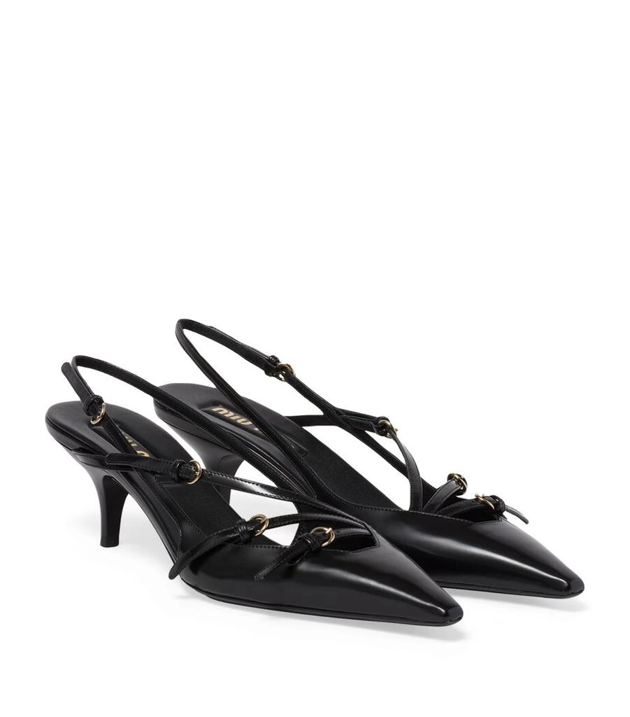 Miu Miu Brushed Leather Slingback Pumps 55 4