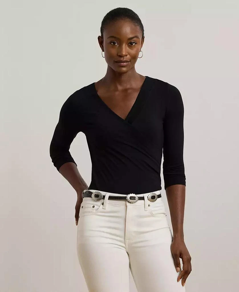 Ralph Lauren Women's Ruched Surplice Jersey Top 1