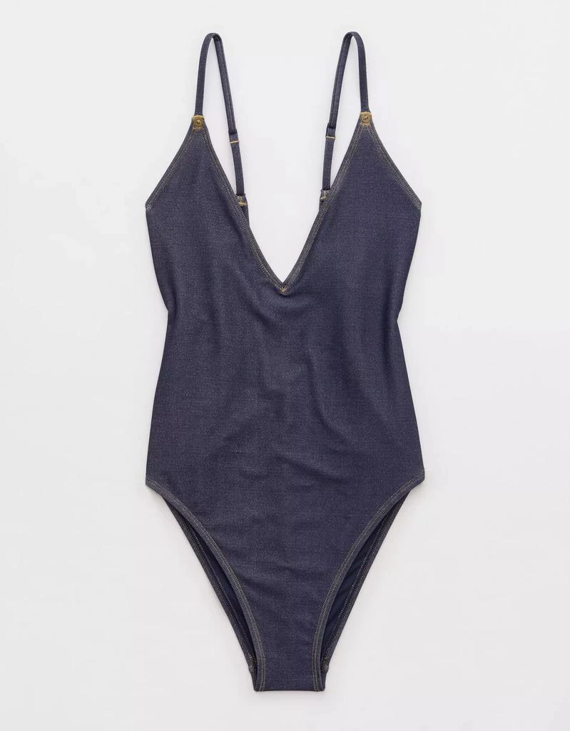 Aerie AE x Aerie Match Made In Denim Plunge Cheekiest One Piece Swimsuit 3