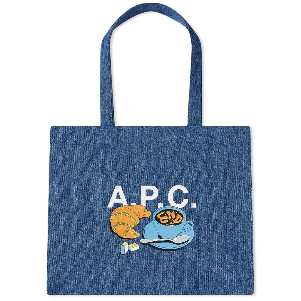 A.P.C. END. x A.P.C. 'Coffee Club' Lou Denim Tote Bag