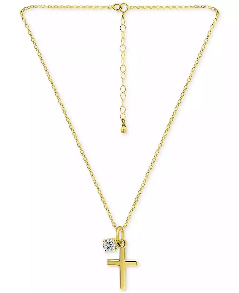 Giani Bernini Polished Cross & Cubic Zirconia Dangle Pendant Necklace, 16" + 2" extender, Exclusively at Macy's 3