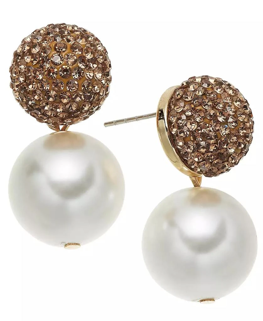 On 34th Pavé Fireball & Imitation Pearl Drop Earrings, Created for Macy's 1