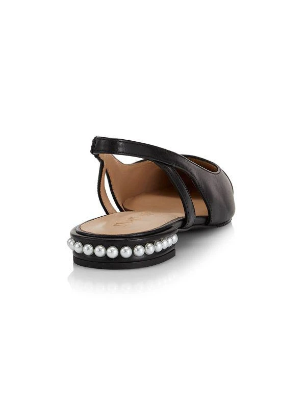 Stuart Weitzman Pearl 20MM Imitation-Accent Leather Slingback Flats 3