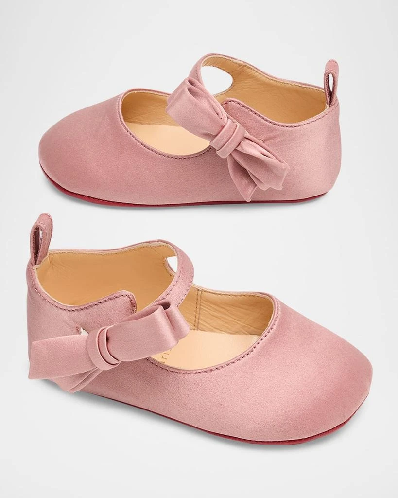 Christian Louboutin Girl
s Lou Babe Crepe Satin Ballerina Flats, Baby
