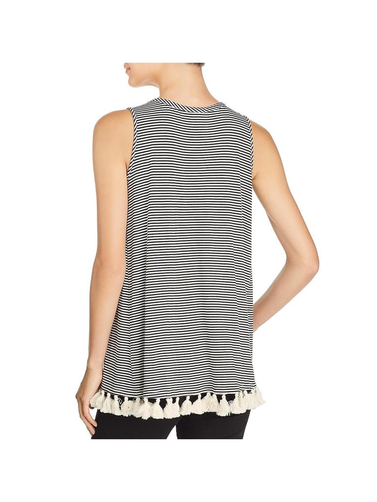 Kim & Cami Womens Striped Tassel-Hem Tank Top