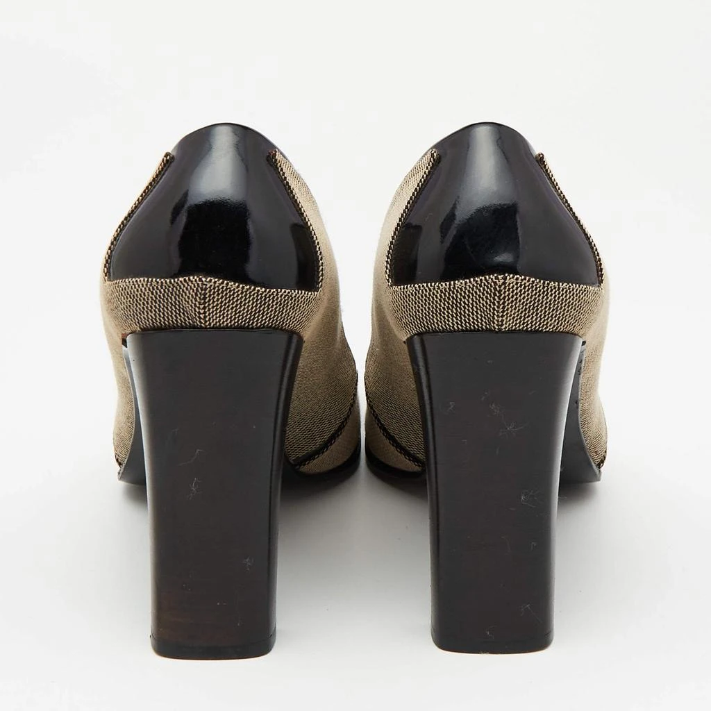 Gucci Gucci Brown/Black Canvas and Patent Leather Court Saith Square Toe Pumps Size 36 5