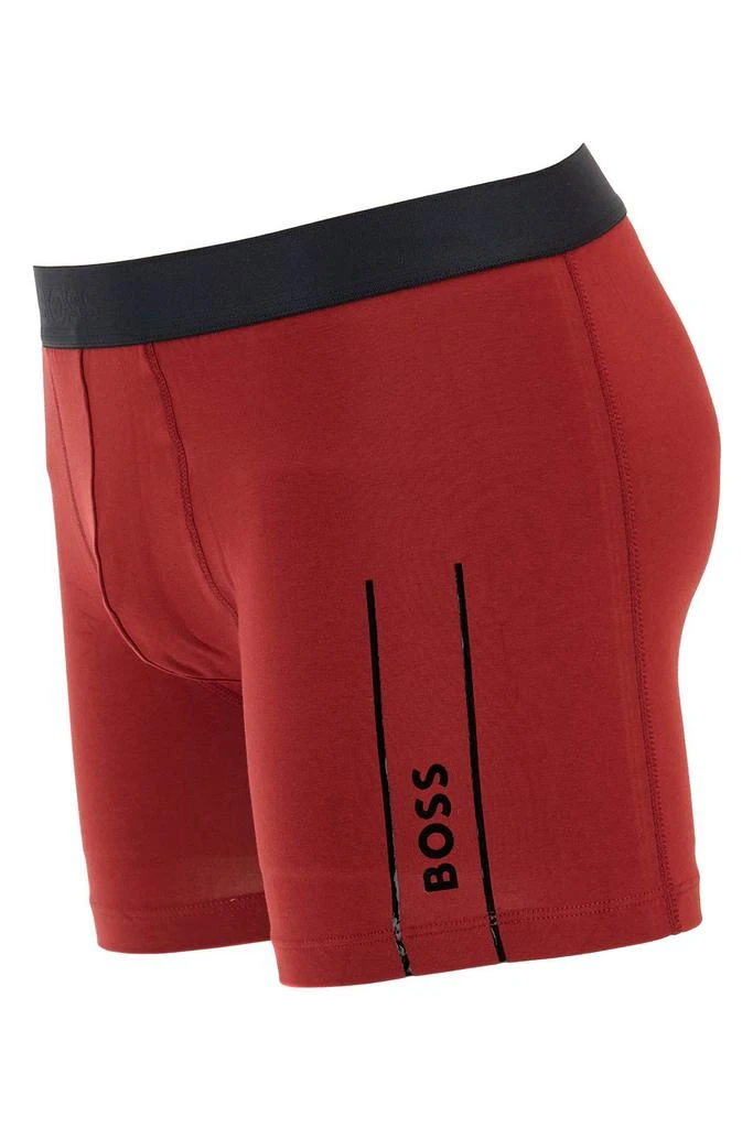 Hugo Boss dark red slim fit boxer with side logo in cotton 3
