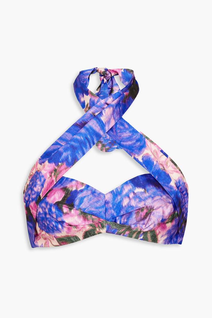 Zimmermann Floral-print silk halterneck bra top