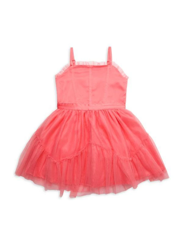 BCBG Girl's Satin Ribbon Trim Mesh Dress 1
