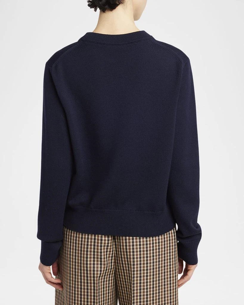 Jil Sander Velvet Floral Embroidered Merino Crewneck Sweater 3