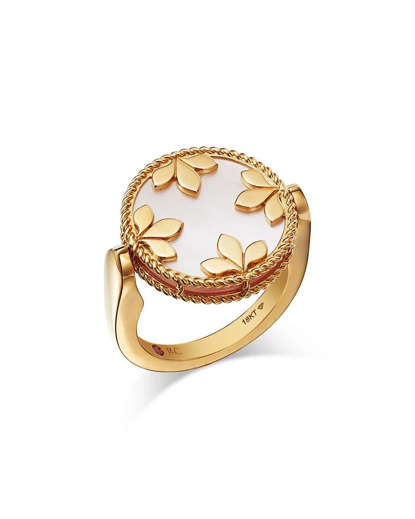 Roberto Coin 18K Yellow Gold Diamond, Pink Opal 
Mother of Pearl Venetian Princess Medallion Reversible Ring 4