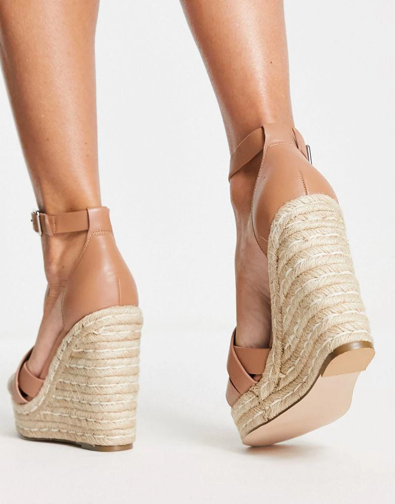 Steve Madden Steve Madden Sivian cross strap espadrille wedges in camel leather 3