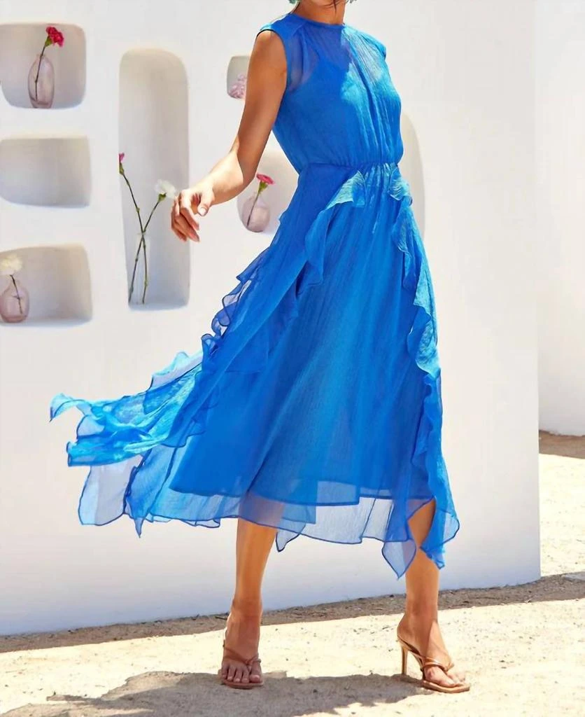 Adelyn Rae Rosalie Cascading Ruffled Midi Dress In Blue 2