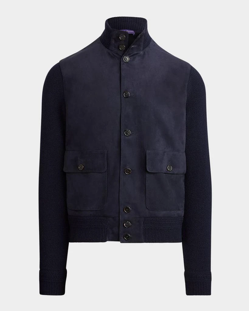 Ralph Lauren Men's Suede-Front Cashmere Cardigan 1